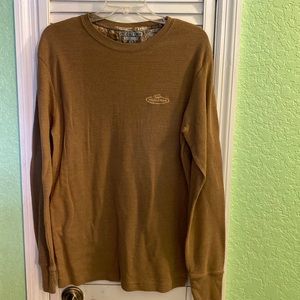 RealTree Mens Long-Sleeve Brown Ribbed Tee Shirt Medium